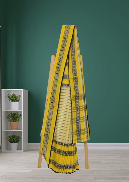 Tisser Dhanekhali Tant Cotton Saree with Attached Blouse Piece