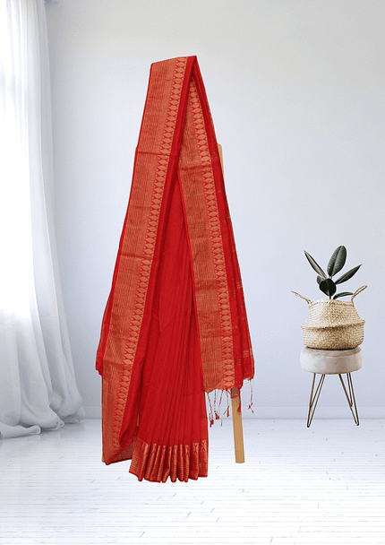 Tisser Handloom Cotton Silk Saree with Attached Blouse Piece